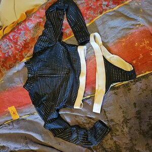 Acacia black and cream mesh Indo top and bottom both size small